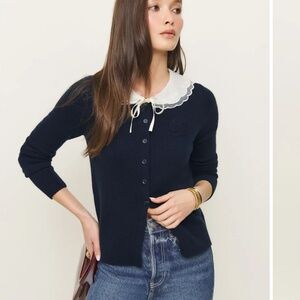 Reformation Queenie Cashmere Cardigan Blue - Size S